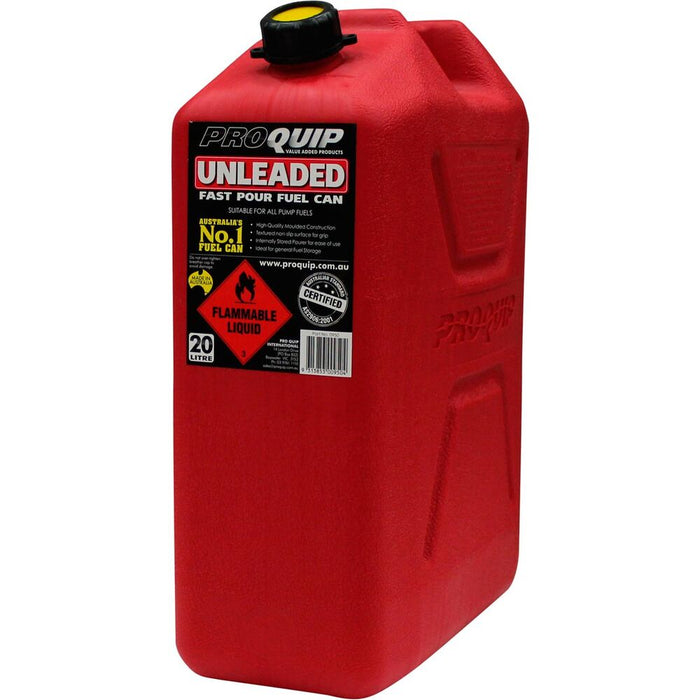 20 Litre Red Plastic Unleaded Fuel / Jerry Can with Pourer - 0950