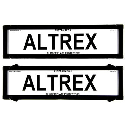 Ultimate 5000 Dual Slimline Black Number Plate Covers With Lines - Swing Clip - 6VSNL - A1 Autoparts Niddrie
