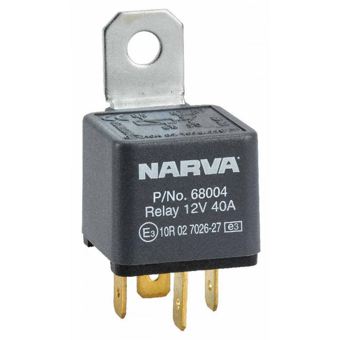 Narva 12V 40 Amp Normally Open 4 Pin Relay with Resistor - 68004BL