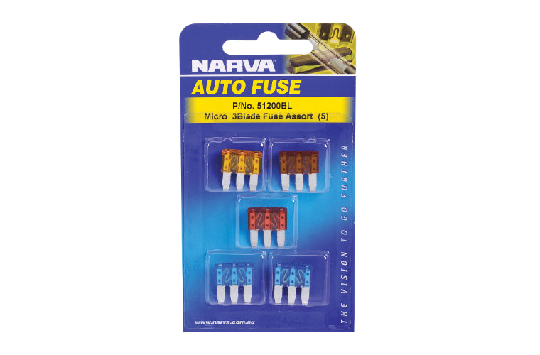 Narva Micro 3 Blade Fuse Assortment (Pack of 5) - 51200BL