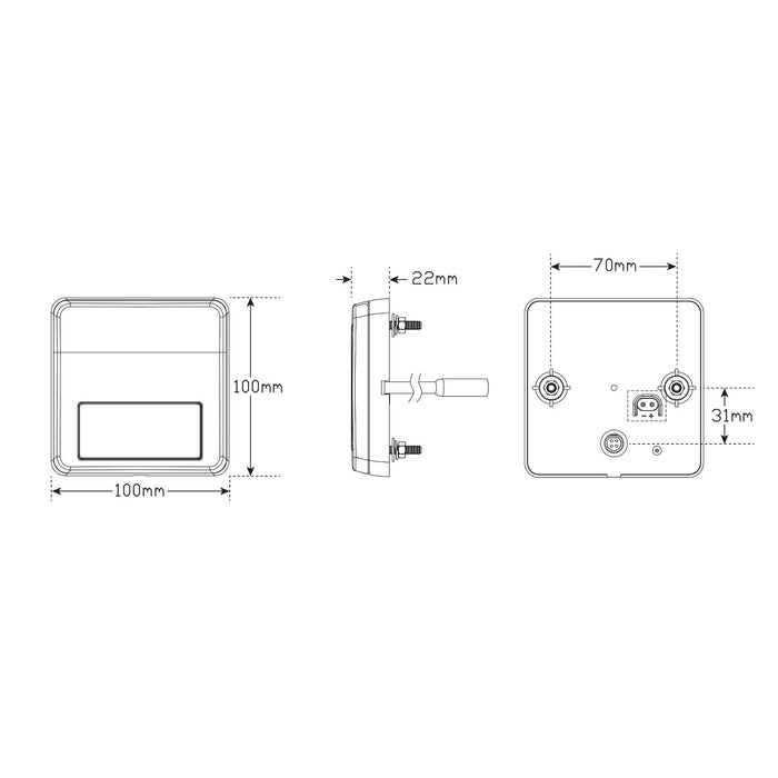 LED Autolamps Stop / Tail / Indicator Lamp with Reflex Reflector - 100ARM