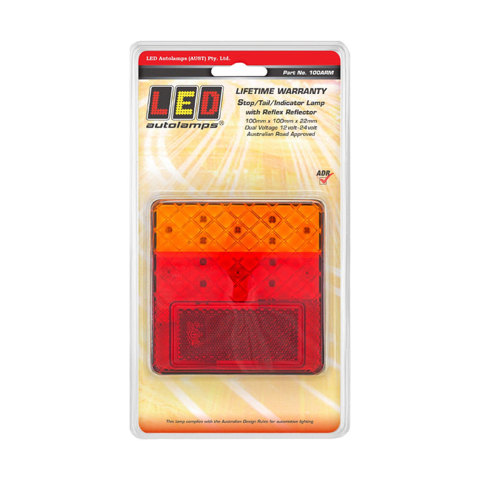 LED Autolamps Stop / Tail / Indicator Lamp with Reflex Reflector - 100ARM