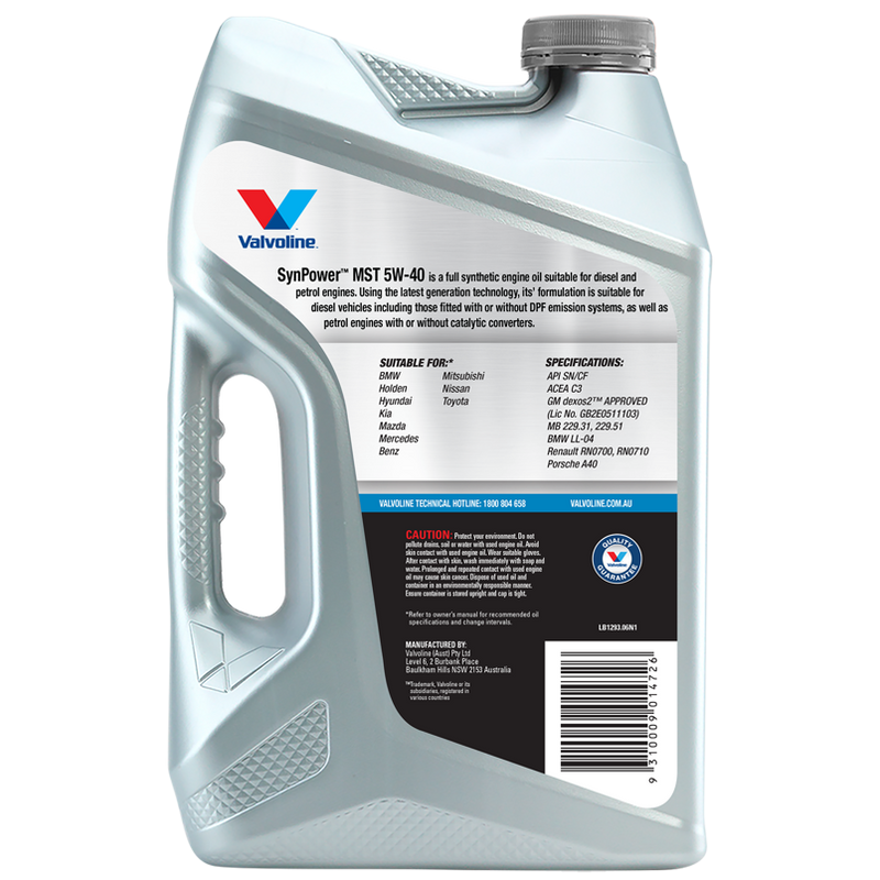 Valvoline SynPower MST C3 5W-40 Engine Oil - 6 Litre