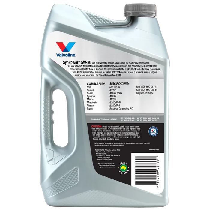 Valvoline Synpower DX-1 5W30 Engine Oil - 6 Litre