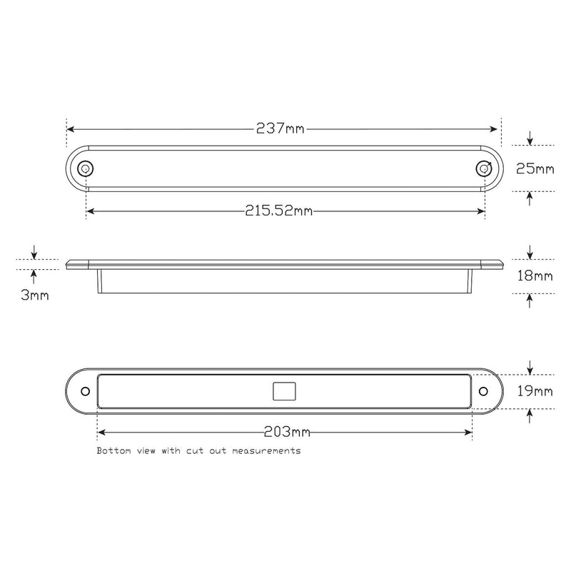 LED Autolamps Stop / Tail Recessed Strip Lamp - 235R12