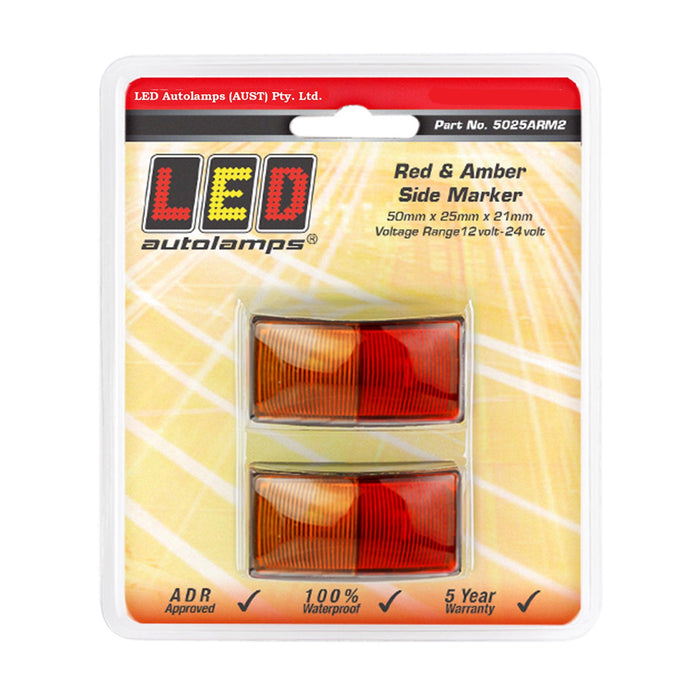 LED Autolamps Side Marker [Amber/Red] (Pack of 2)