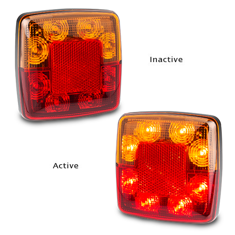LED Autolamps Small Square LED Trailer Lamps with Reflex Reflector - Stop/Tail/Indicator