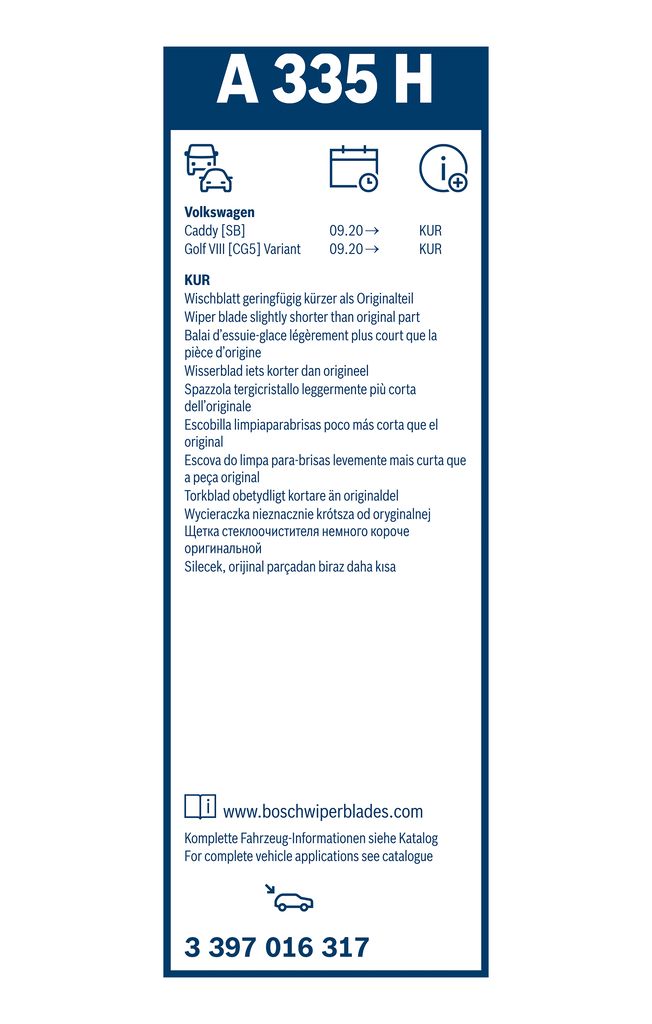 Bosch Rear Wiper Blade - A335H