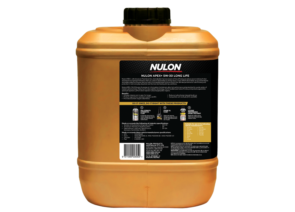 Nulon Apex+ 5W30 Long Life Engine Oil - 10 Litre