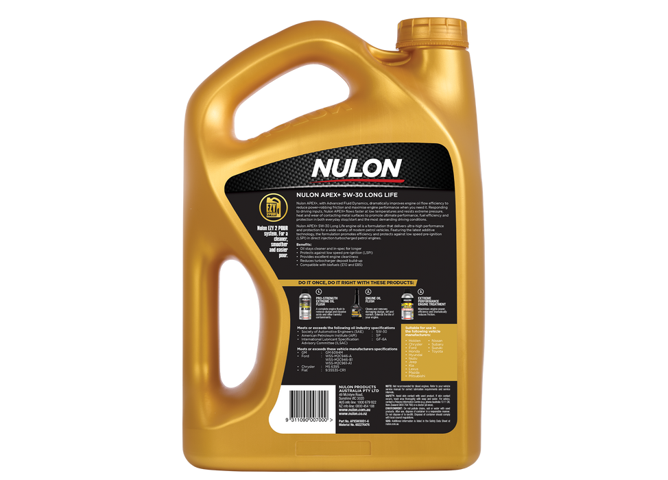 Nulon Apex+ 5W30 Long Life Engine Oil - 6 Litre