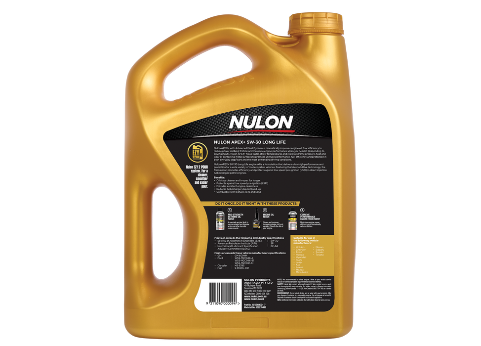 Nulon Apex+ 5W30 Long Life Engine Oil - 7 Litre