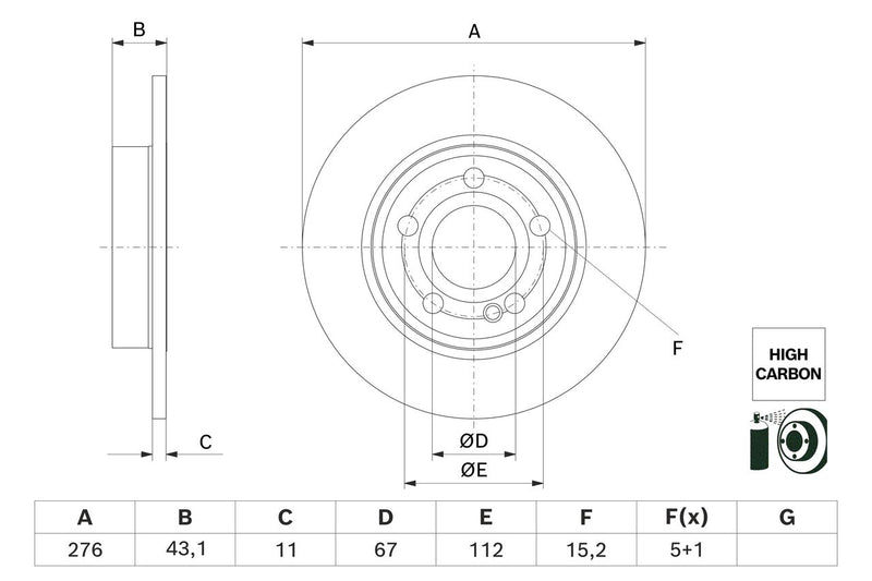 Bosch Brake Disc - BD3012