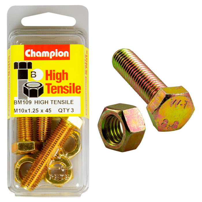 Champion High Tensile Bolt & Nut Pack [M10 x 1.25 x 45mm] - BM109