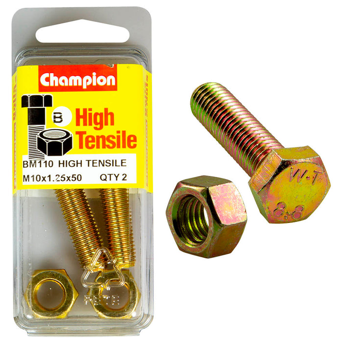 Champion High Tensile Bolt & Nut Pack [M10 x 1.25 x 50mm] - BM110