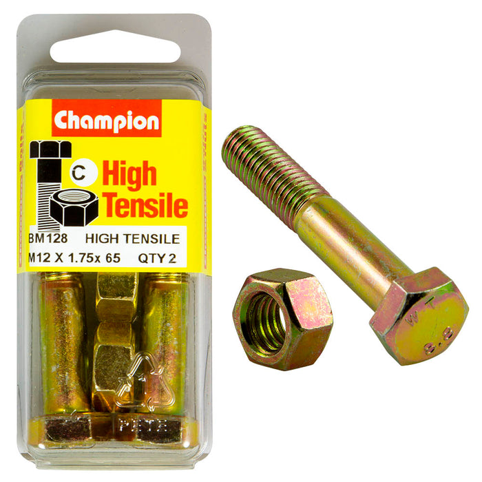 Champion High Tensile Bolt & Nut Pack [M12 x 1.75 x 65mm] - BM128