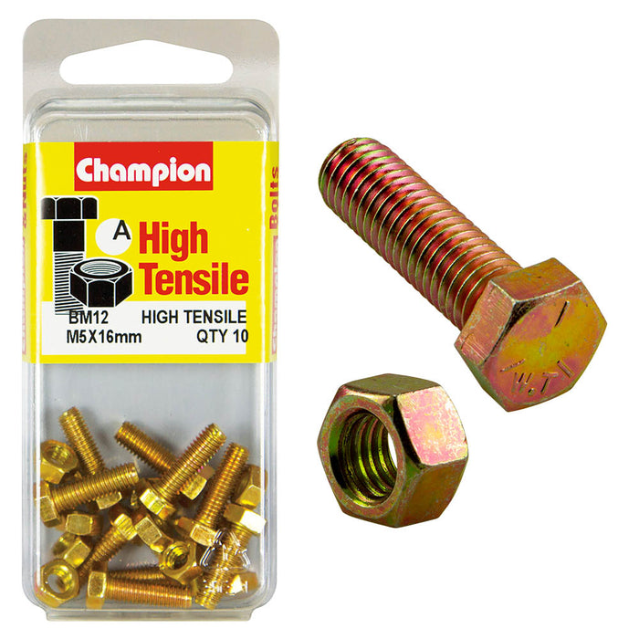 Champion High Tensile Bolt & Nut Pack [M5 x 16mm] - BM12