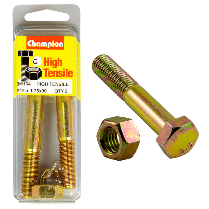 Champion High Tensile Bolt & Nut Pack [M12 x 1.75 x 90mm] - BM134