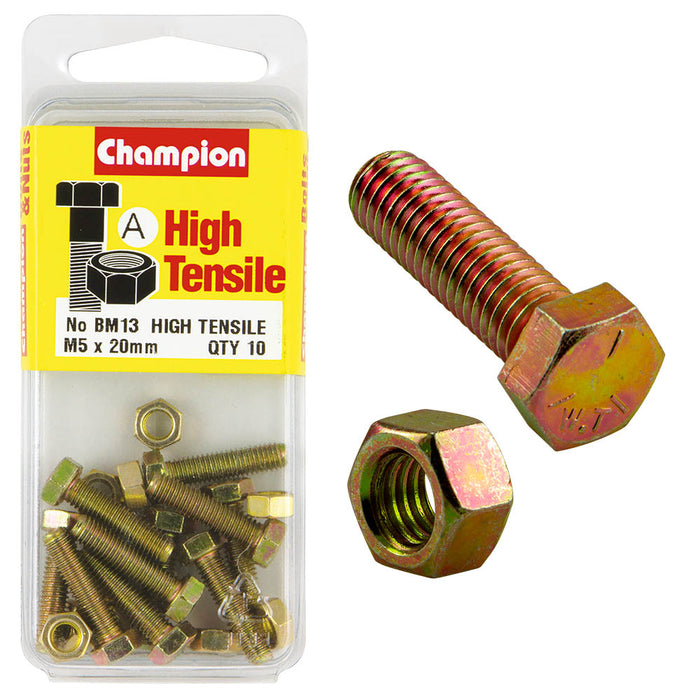 Champion High Tensile Bolt & Nut Pack [M5 x 20mm] - BM13