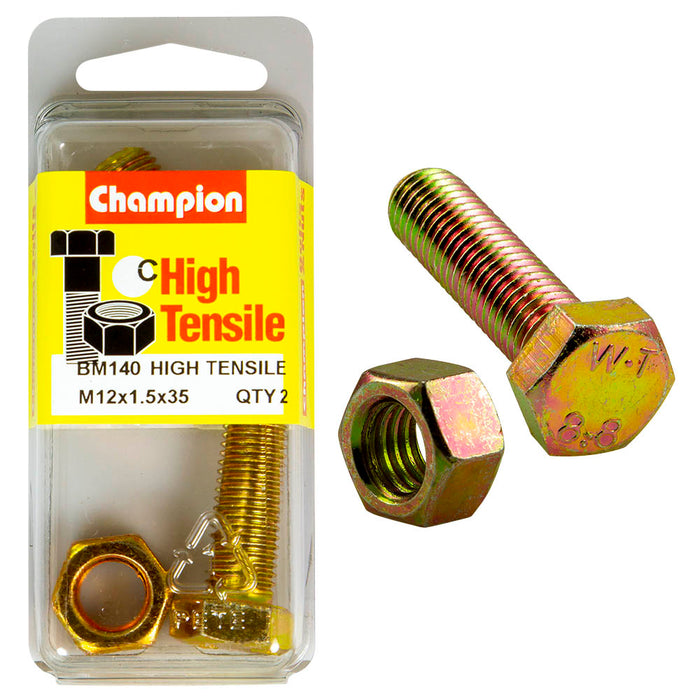 Champion High Tensile Bolt & Nut Pack [M12 x 1.5 x 35mm] - BM140