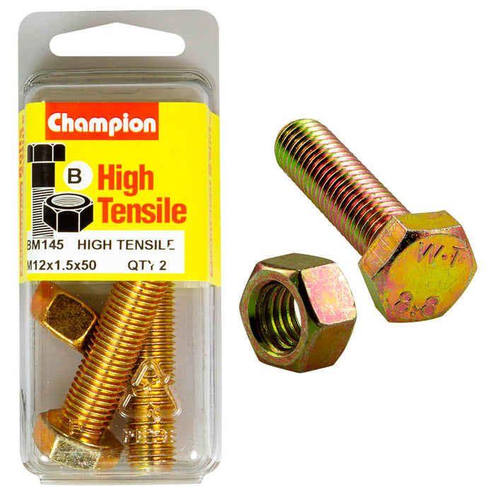 Champion High Tensile Bolt & Nut Pack [M12 x 1.5 x 50mm] - BM145