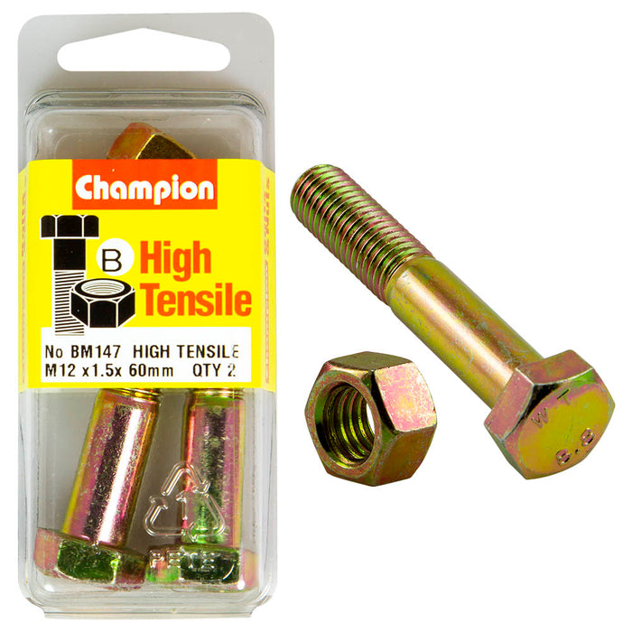 Champion High Tensile Bolt & Nut Pack [M12 x 1.5 x 60mm] - BM147