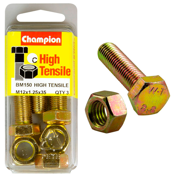 Champion High Tensile Bolt & Nut Pack [M12 x 1.25 x 35mm] - BM150