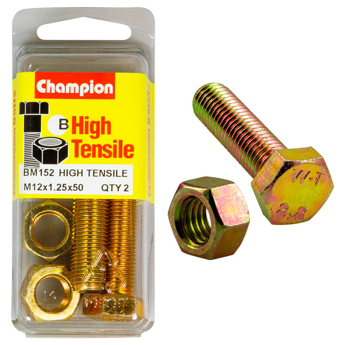 Champion High Tensile Bolt & Nut Pack [M12 x 1.25 x 50mm] - BM152