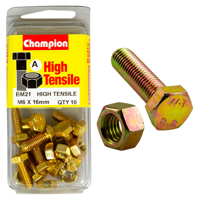 Champion High Tensile Bolt & Nut Pack [M6 x 16mm] - BM21