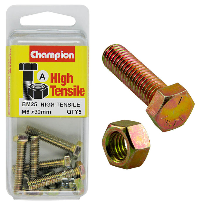 Champion High Tensile Bolt & Nut Pack [M6 x 30mm] - BM25