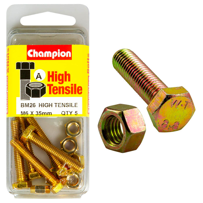 Champion High Tensile Bolt & Nut Pack [M6 x 35mm] - BM26