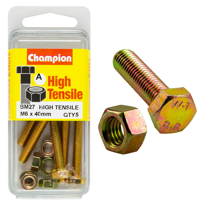Champion High Tensile Bolt & Nut Pack [M6 x 40mm] - BM27