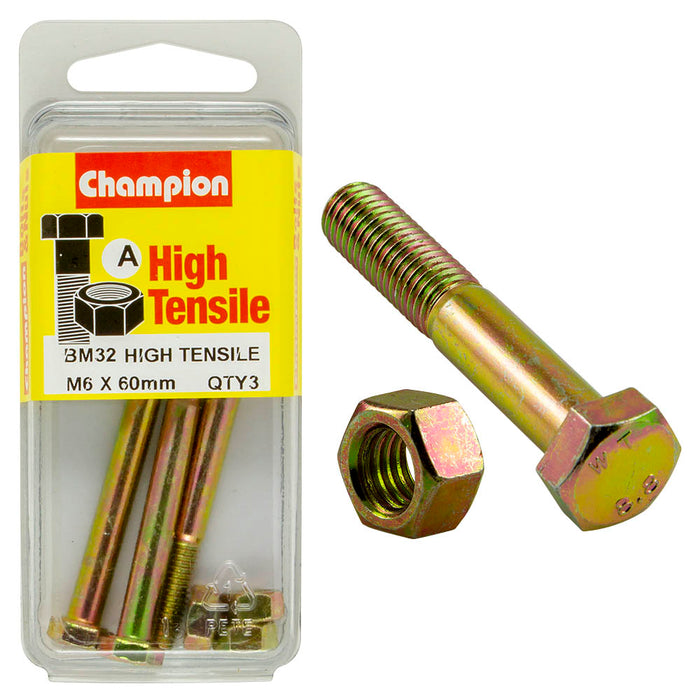 Champion High Tensile Bolt & Nut Pack [M6 x 60mm] - BM32