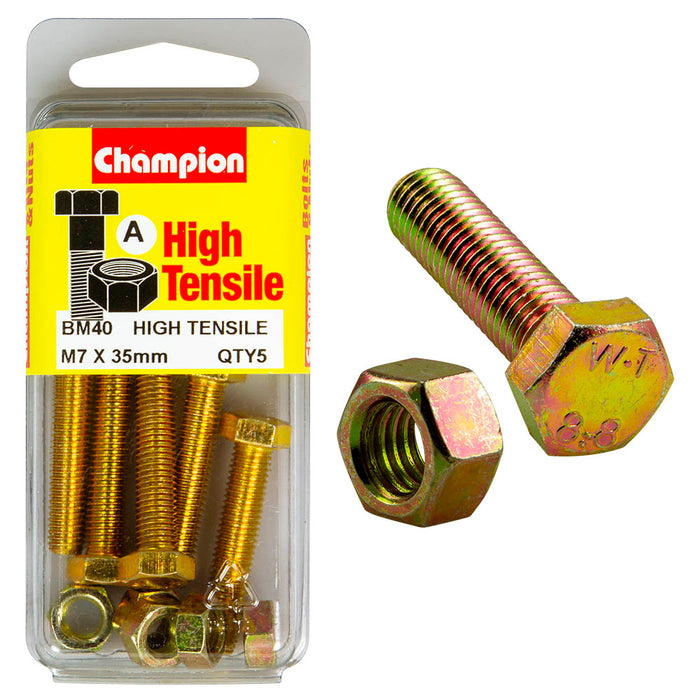 Champion High Tensile Bolt & Nut Pack [M7 x 35mm] - BM40