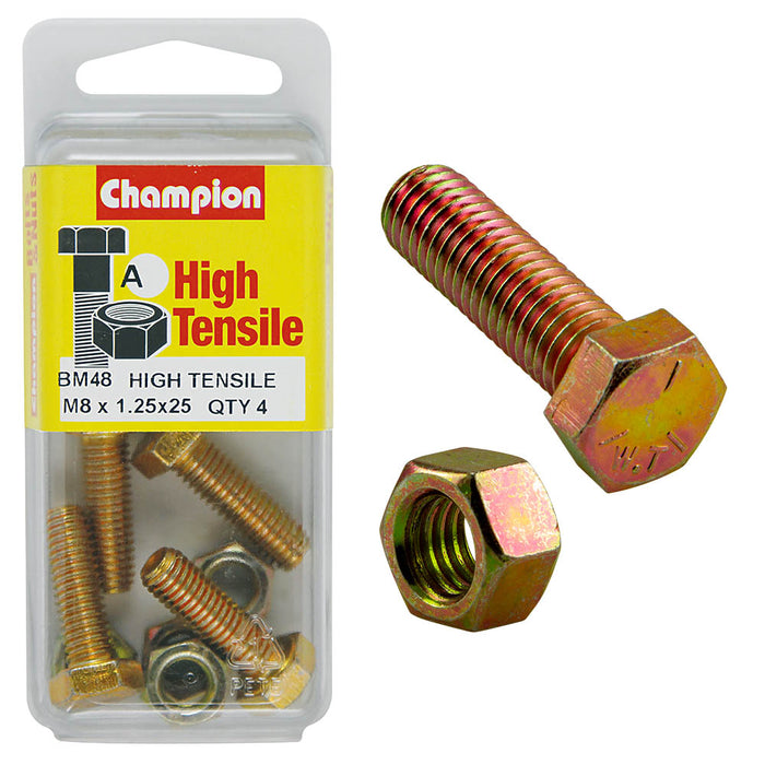 Champion High Tensile Bolt & Nut Pack [M8 x 1.25 x 25mm] - BM48