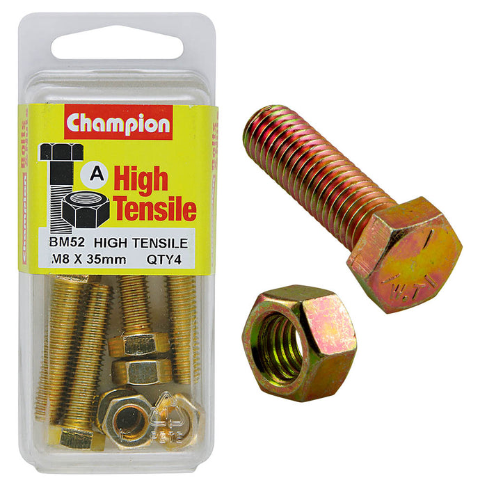 Champion High Tensile Bolt & Nut Pack [M8 x 35mm] - BM52