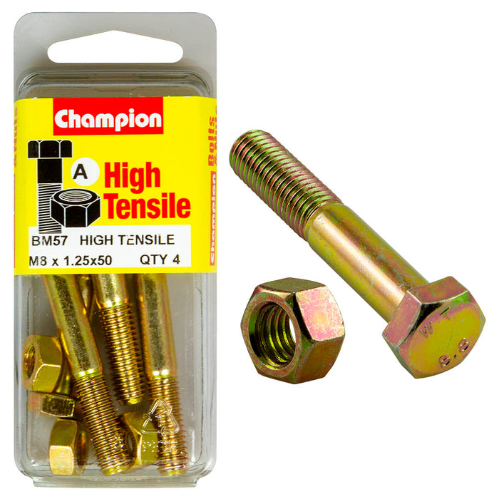 Champion High Tensile Bolt & Nut Pack [M8 x 1.25 x 50mm] - BM57