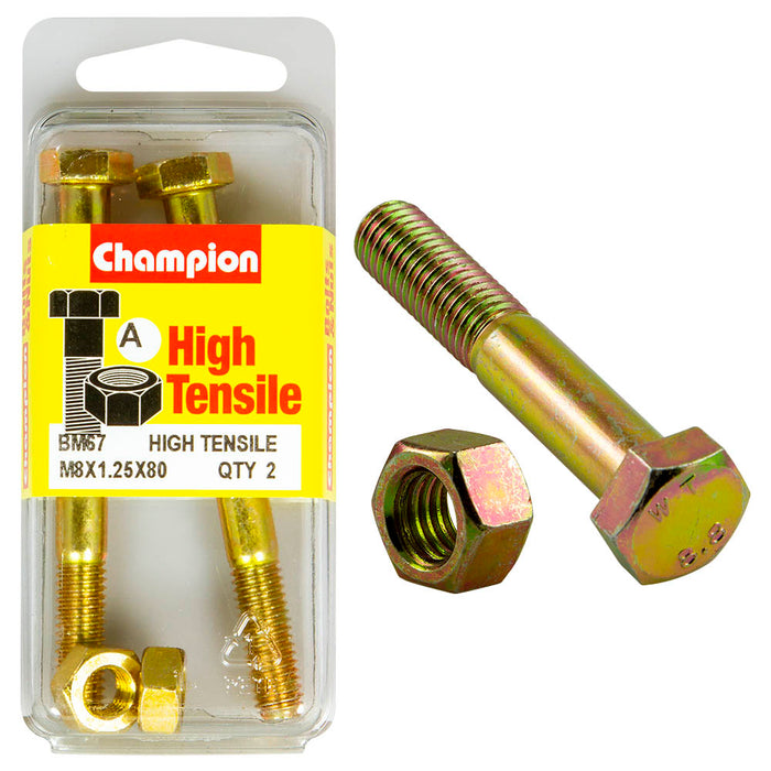 Champion High Tensile Bolt & Nut Pack [M8 x 1.25 x 80mm] - BM67