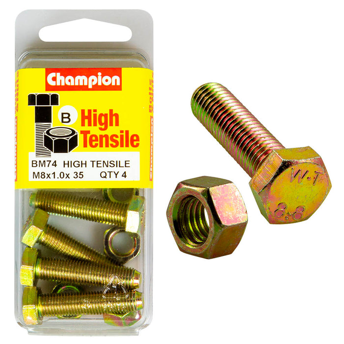 Champion High Tensile Bolt & Nut Pack [M8 x 1.00 x 35mm] - BM74