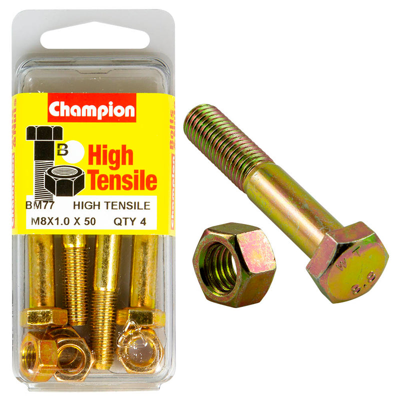 Champion High Tensile Bolt & Nut Pack [M8 x 1.00 x 50mm] - BM77