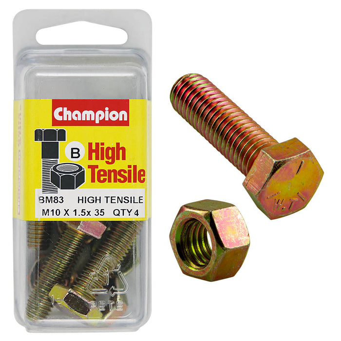 Champion High Tensile Bolt & Nut Pack [M10 x 1.5 x 35mm] - BM83