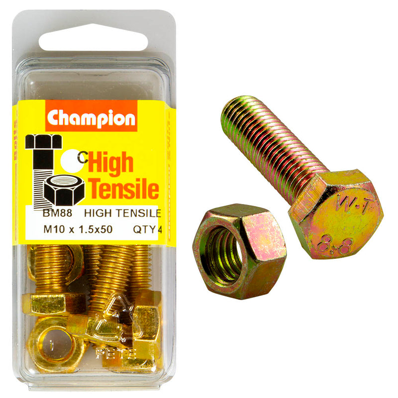 Champion High Tensile Bolt & Nut Pack [M10 x 1.5 x 50mm] - BM88