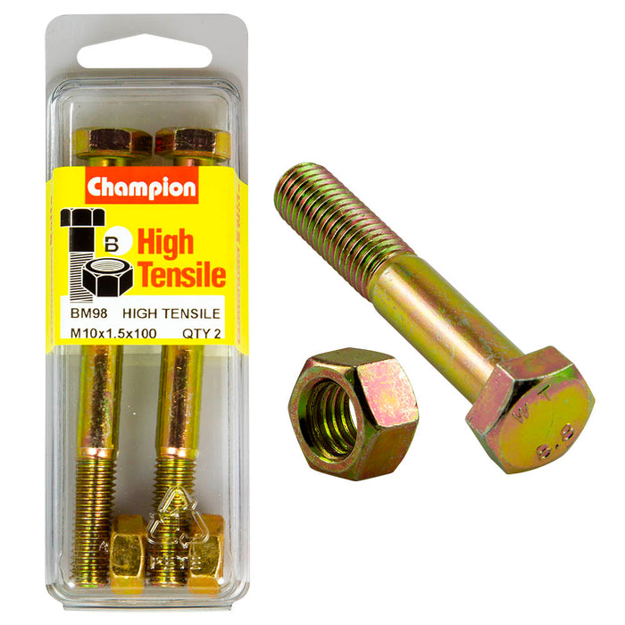 Champion High Tensile Bolt & Nut Pack [M10 x 1.5 x 100mm] - BM98