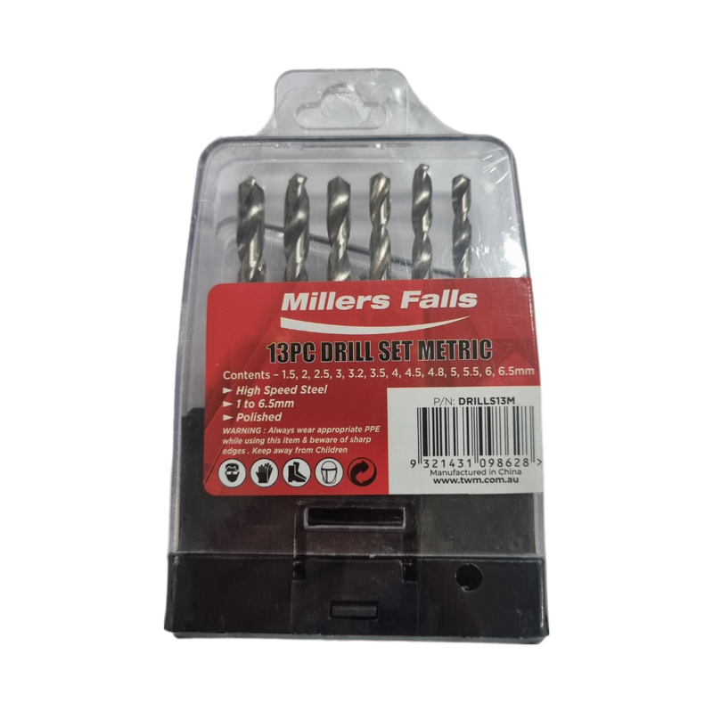 13 Piece Metric Drill Set [1.5 to 6.5mm]