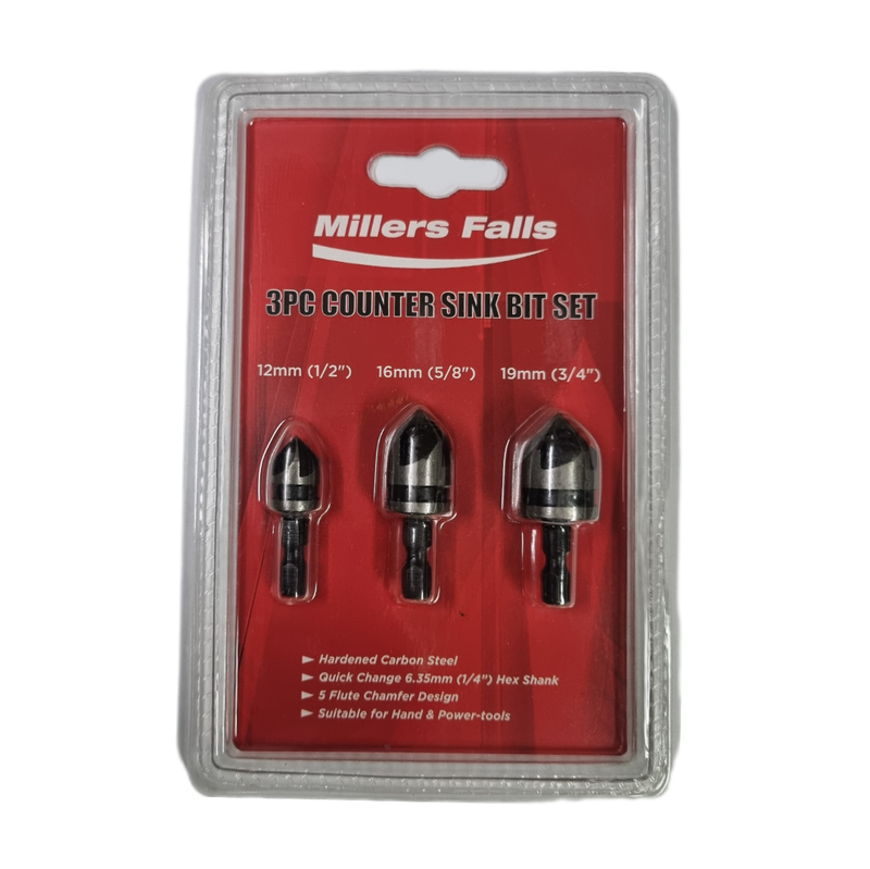 3 Piece Countersink Bit Set