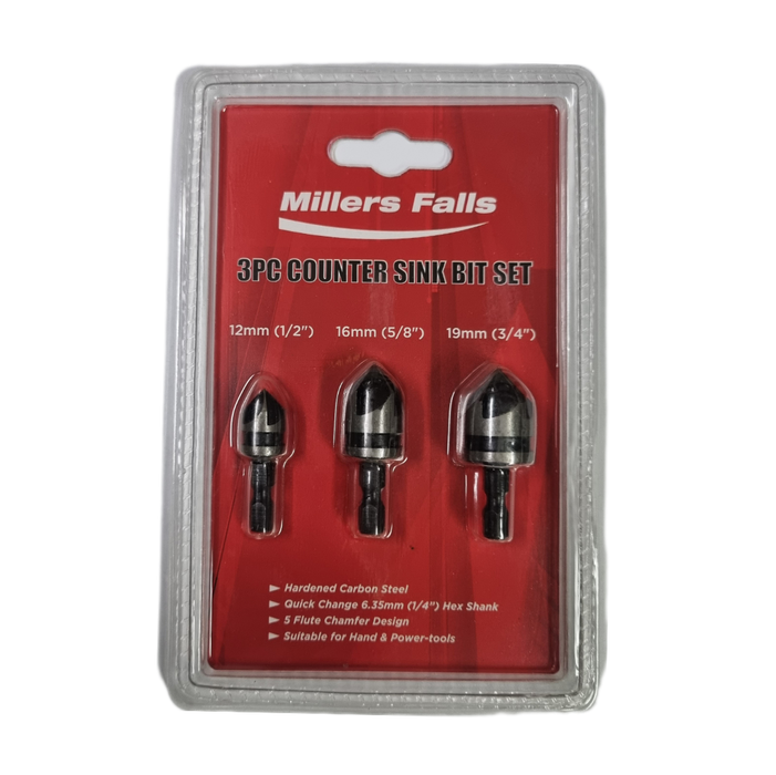 3 Piece Countersink Bit Set
