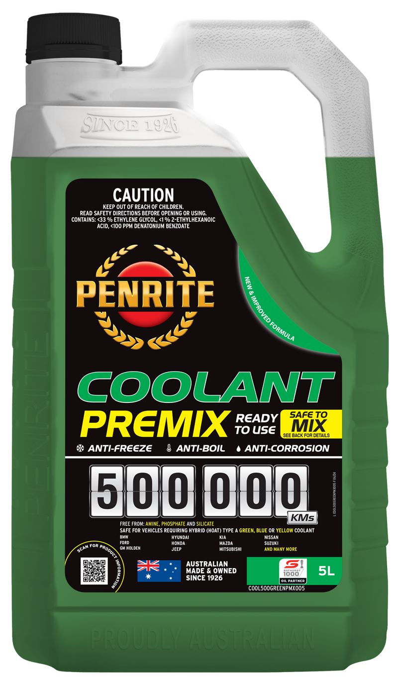 Penrite 500,000km Green Coolant Premix - 5 Litre