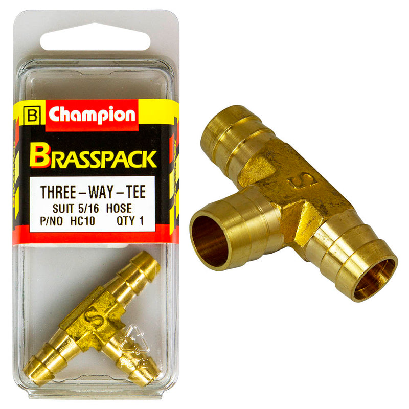 Champion Brass Tee Piece [5/16" Hose] - HC10