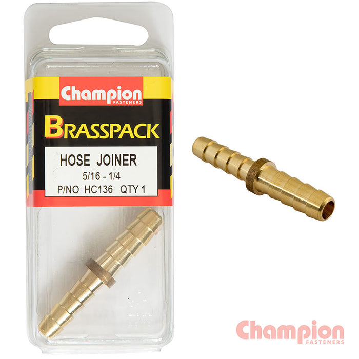 Champion Brass Reducing Straight Hose Joiner [5/16" to 1/4" Hose] - HC136