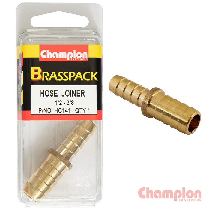 Champion Brass Reducing Straight Hose Joiner [1/2" to 3/8" Hose] - HC141