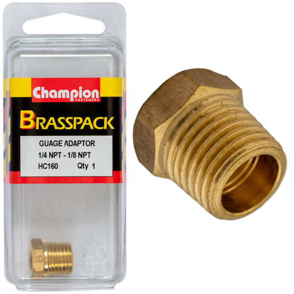 Champion Brass Gauge Adaptor [1/4" NPT Male - 1/8" NPT Female] - HC160
